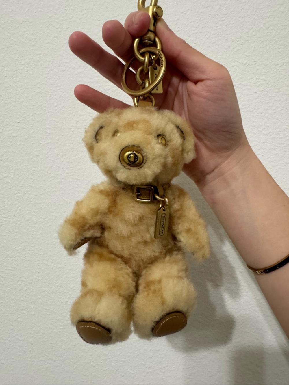 Coach Signature Shearling Bear Bag Charm